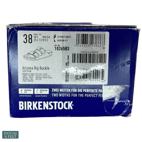 Birkenstock Arizona Big Buckle Soft Pink Nubuck Leather Sandals Women’s 7 NEW - Picture 15 of 15